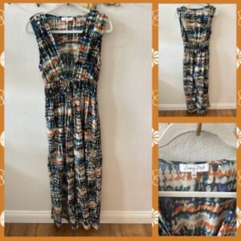 Emory Park Black and White Pleated Jumpsuit Square Neck Sleeveless